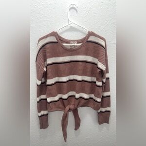 Mauve and white striped sweater